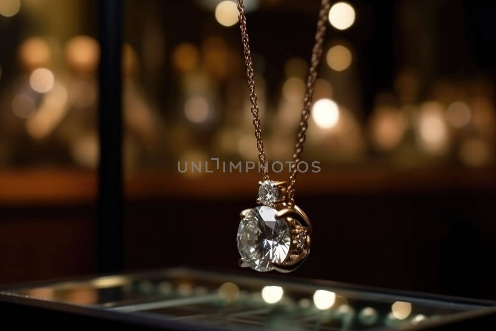 Cut diamond in a pendant on a blurry background by GekaSkr