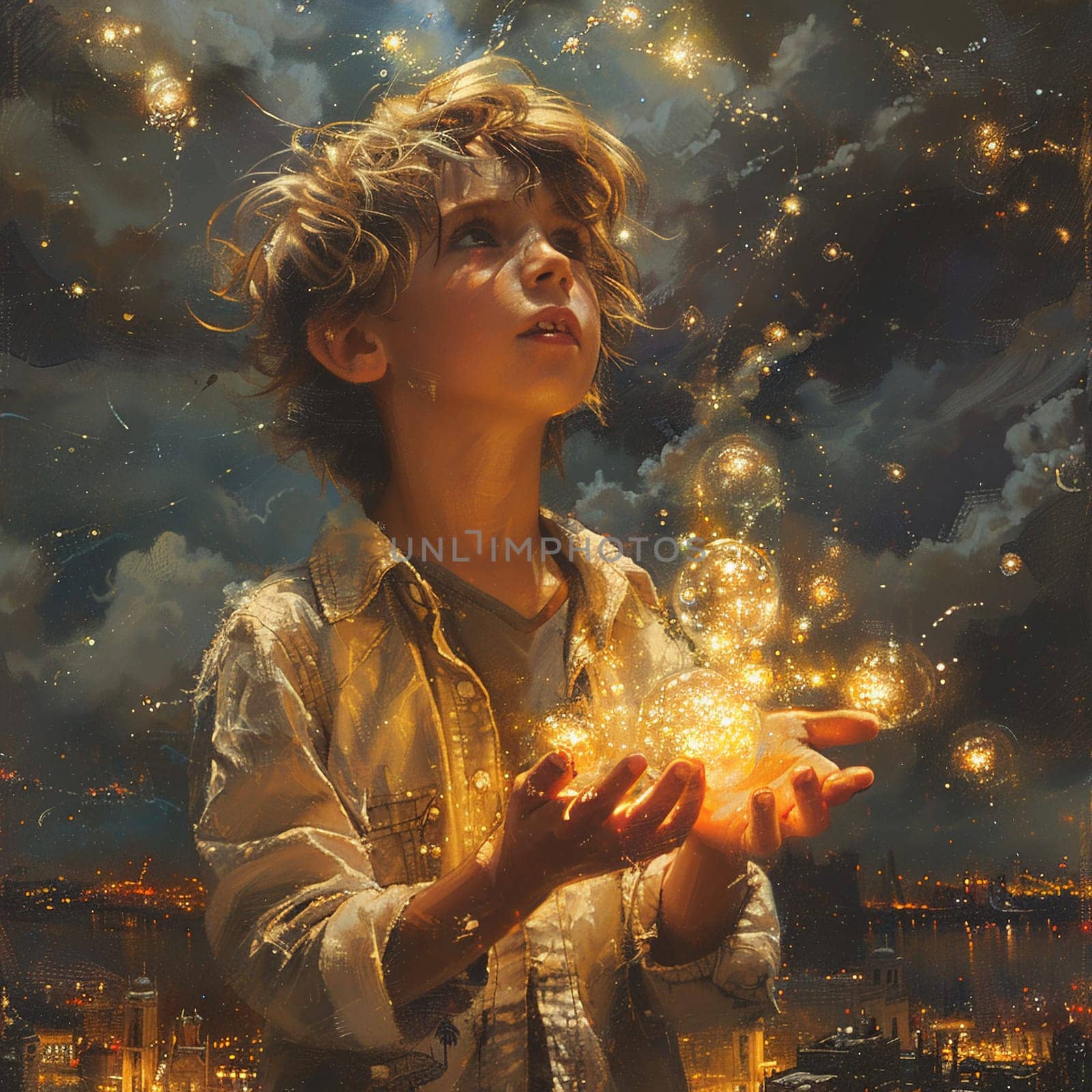 Young alchemist decoding the elixir of the skies, the alchemy of clouds within their grasp.