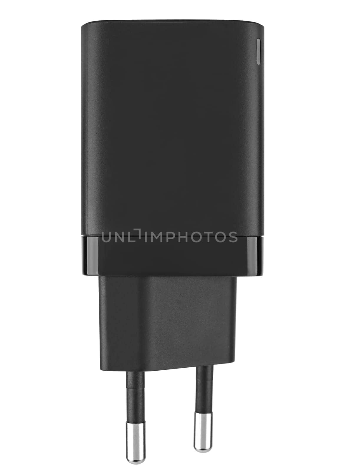 Power adapter for tablet phone on white background in insulation