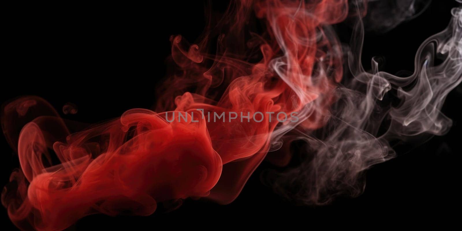 red and white smoke on a black background , generative AI