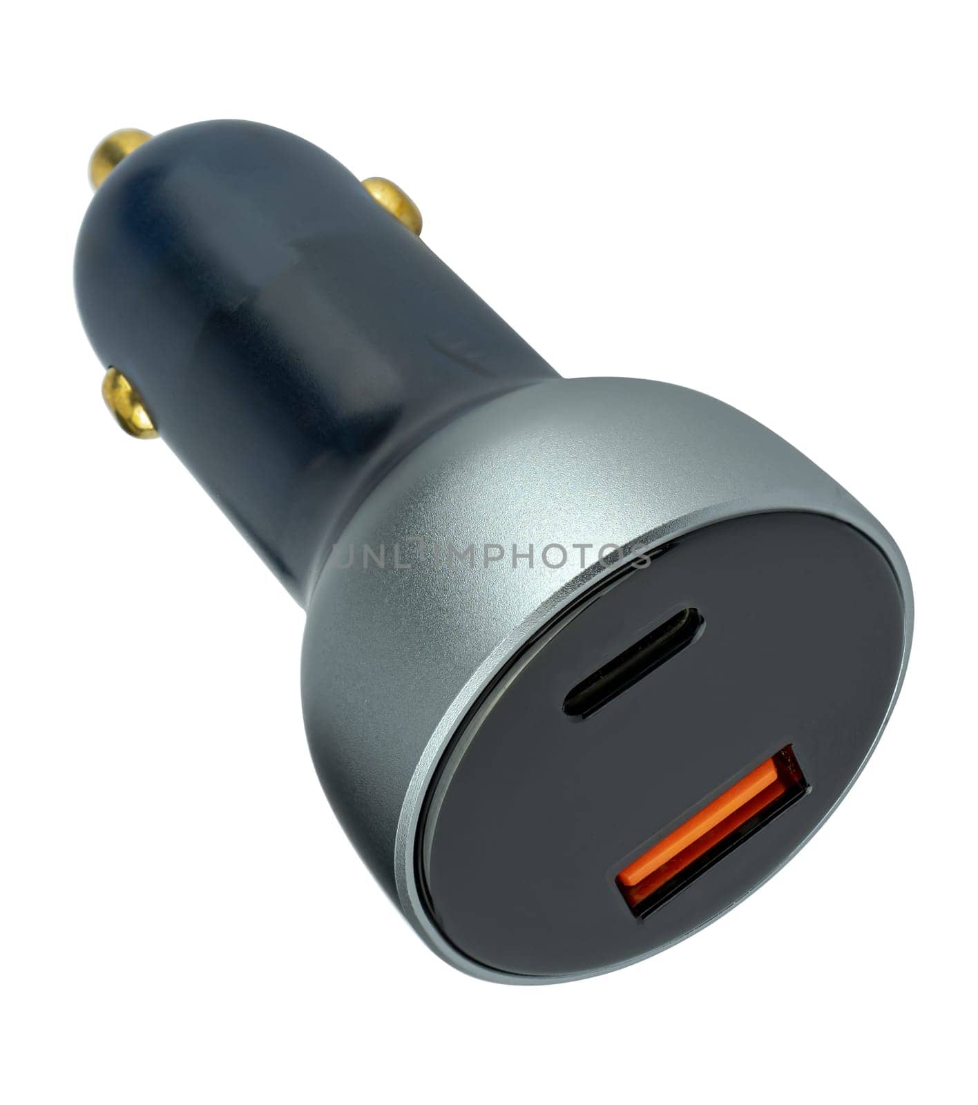 Car cigarette lighter power adapter, for tablet phone on white background in insulation