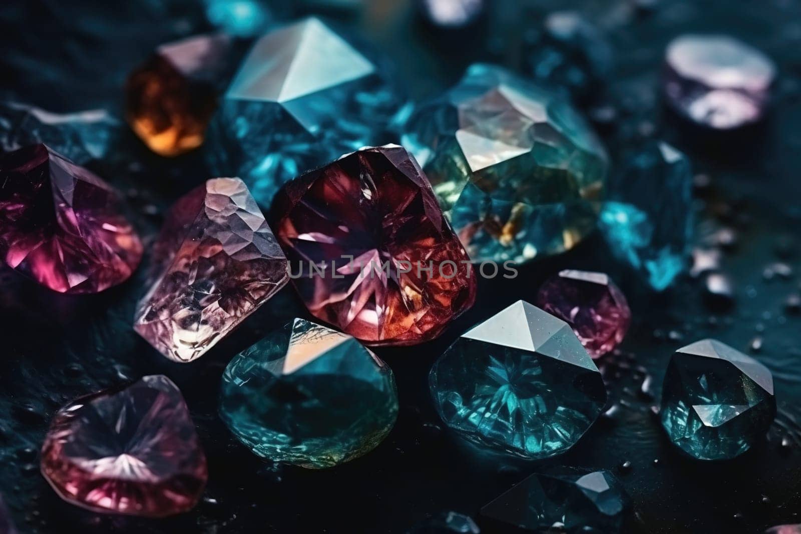 Colourful cut gems as textured background by GekaSkr