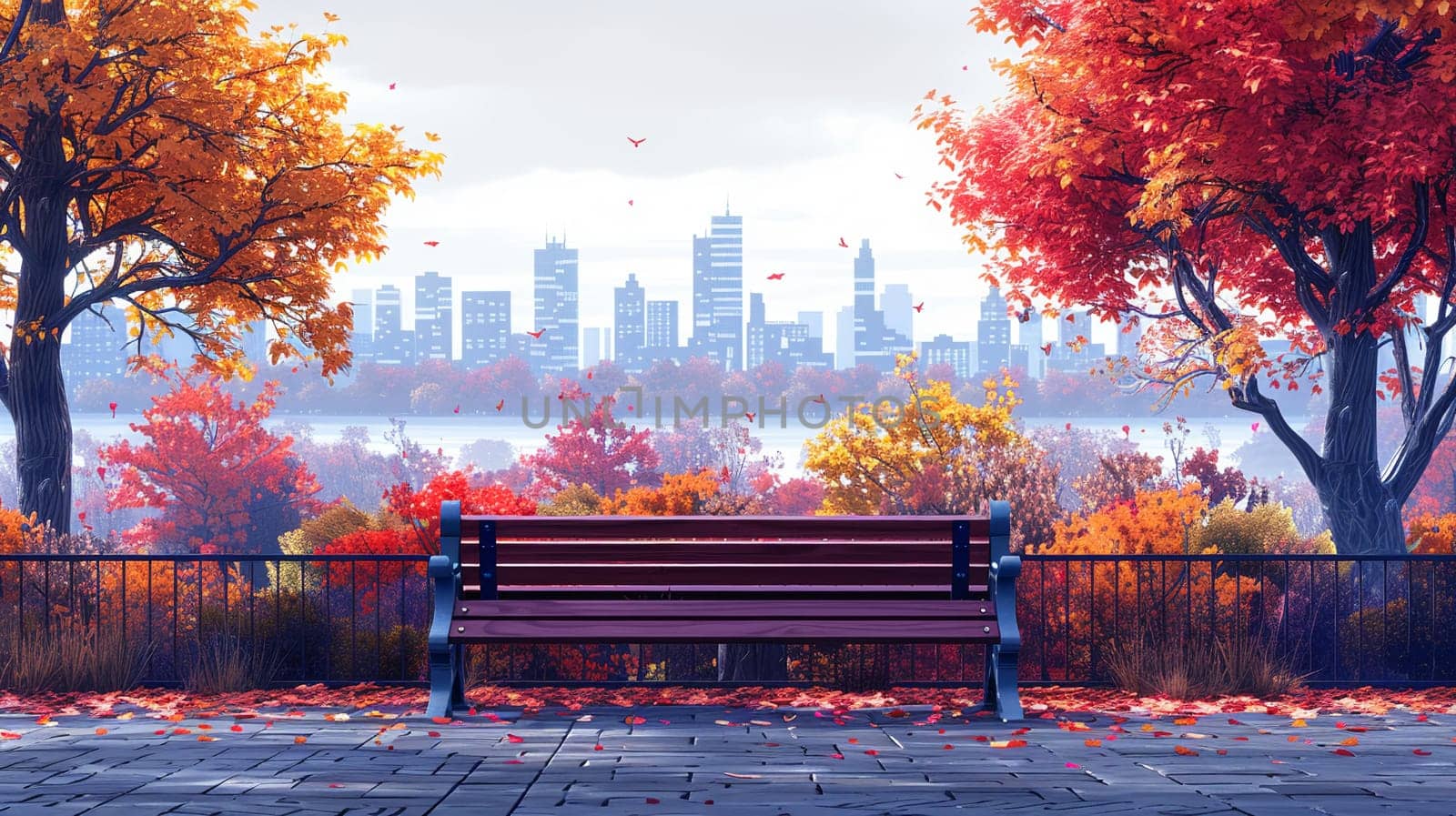 City bench moment depicted in minimalistic style by Benzoix