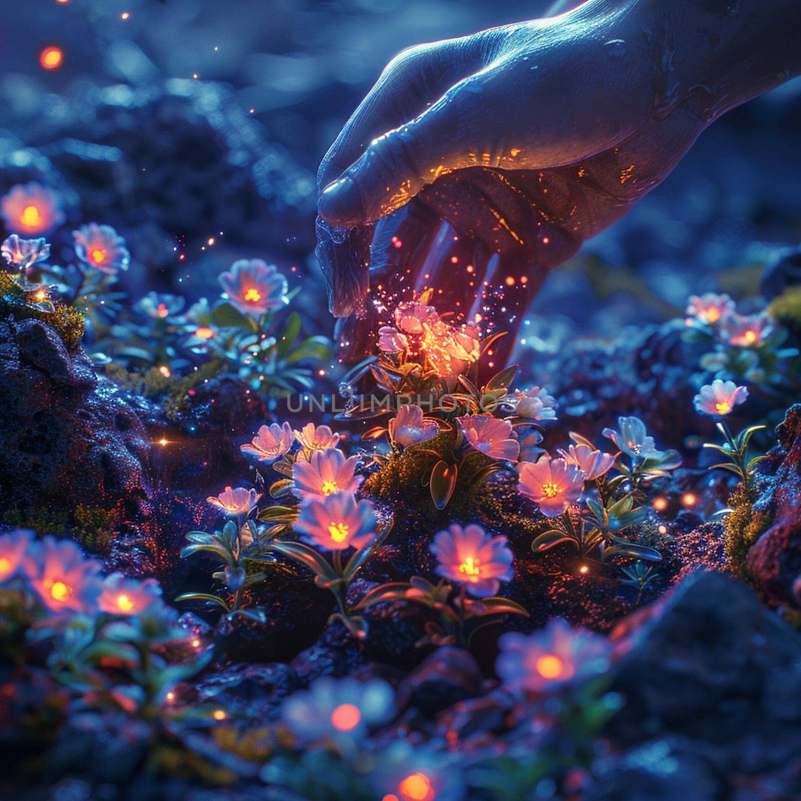 Hands planting a magical seed that glows with life by Benzoix