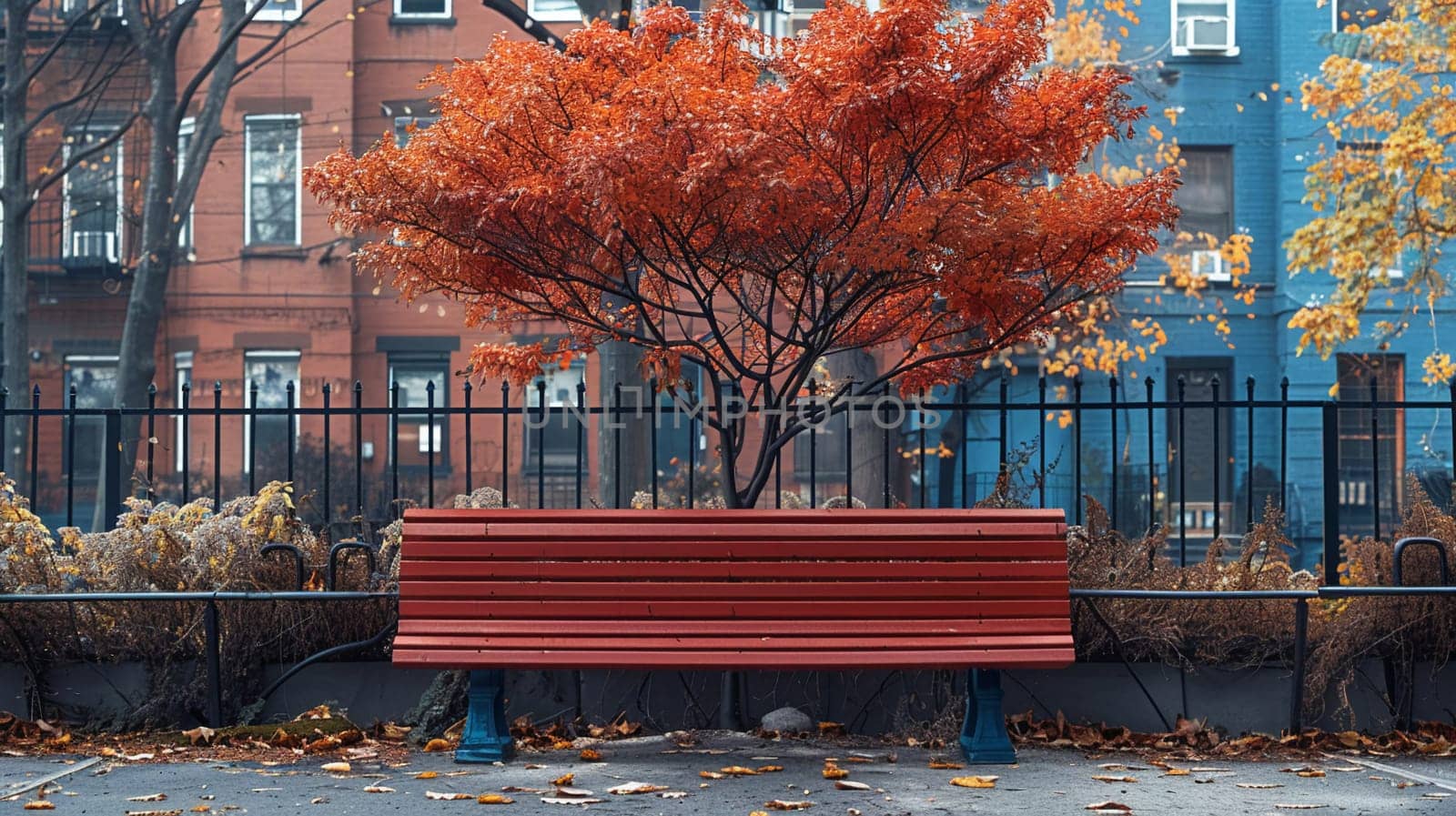 City bench moment depicted in minimalistic style, with flat colors and clean lines.