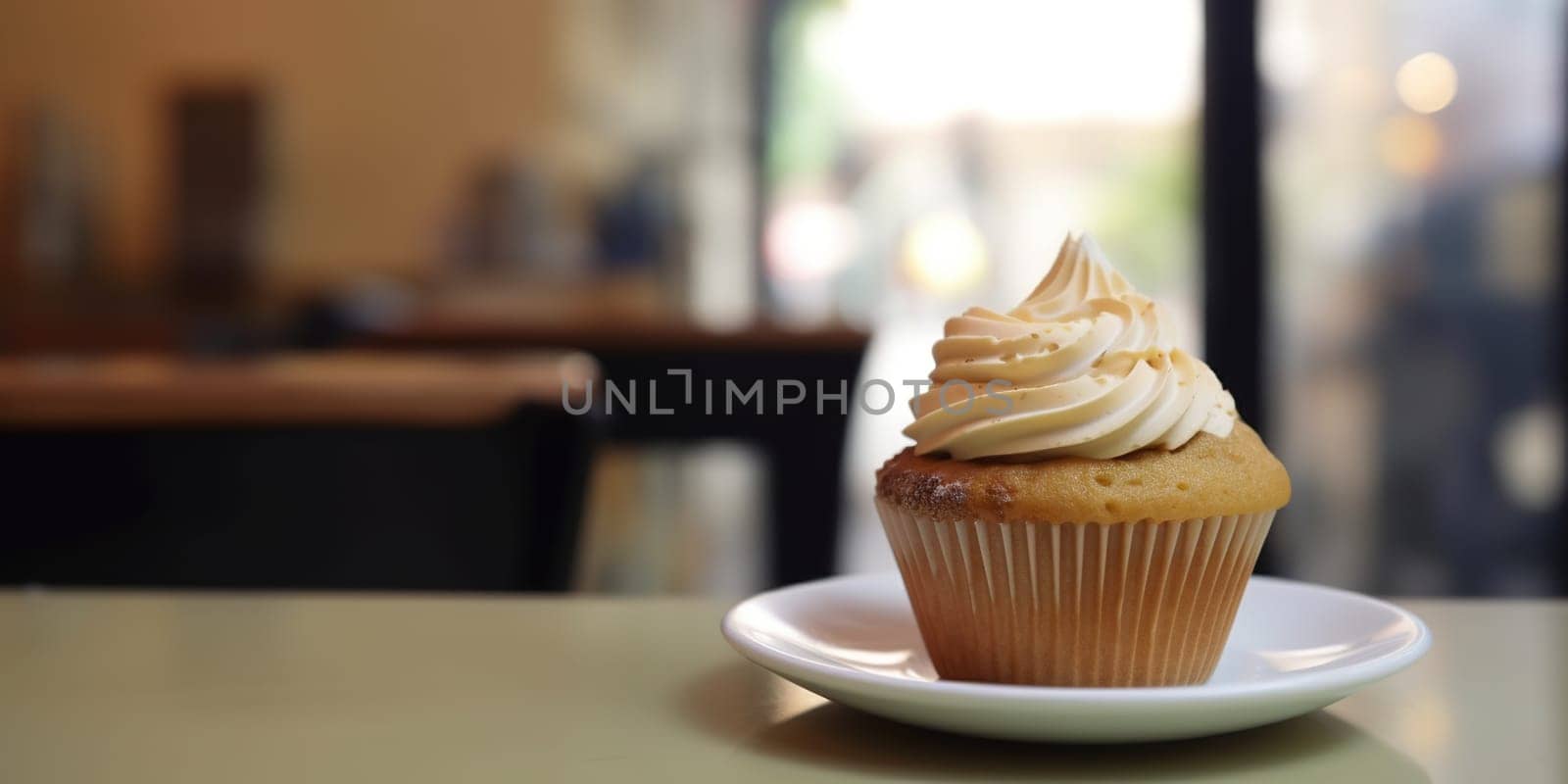 Delicious fresh cupcake in a cafe