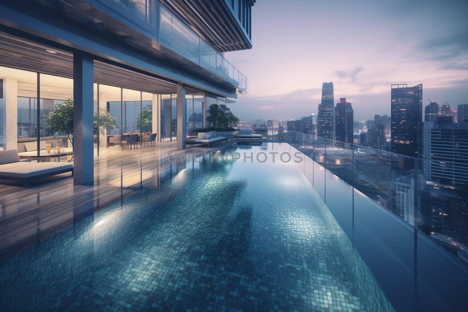 Magnificent Large Rooftop Pool On High Office Building In City'S Business Center