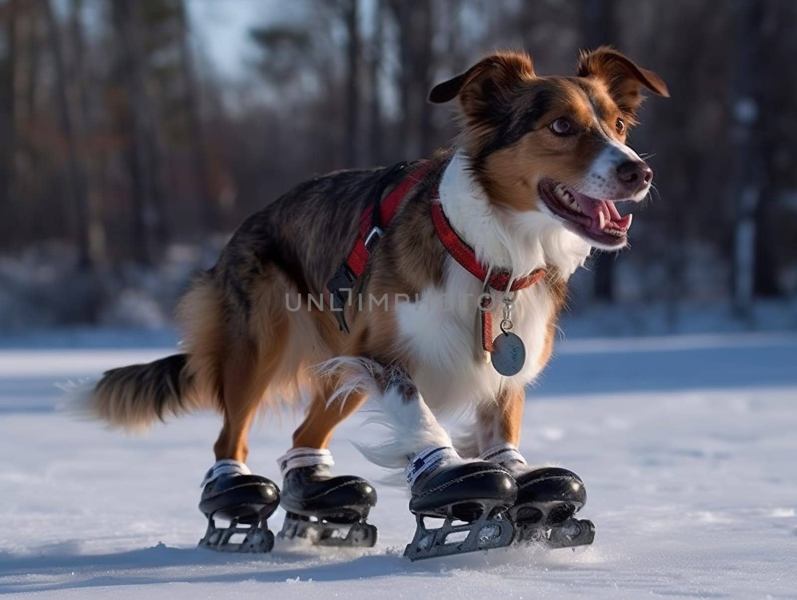 Dog Enjoys Ice Skating by GekaSkr