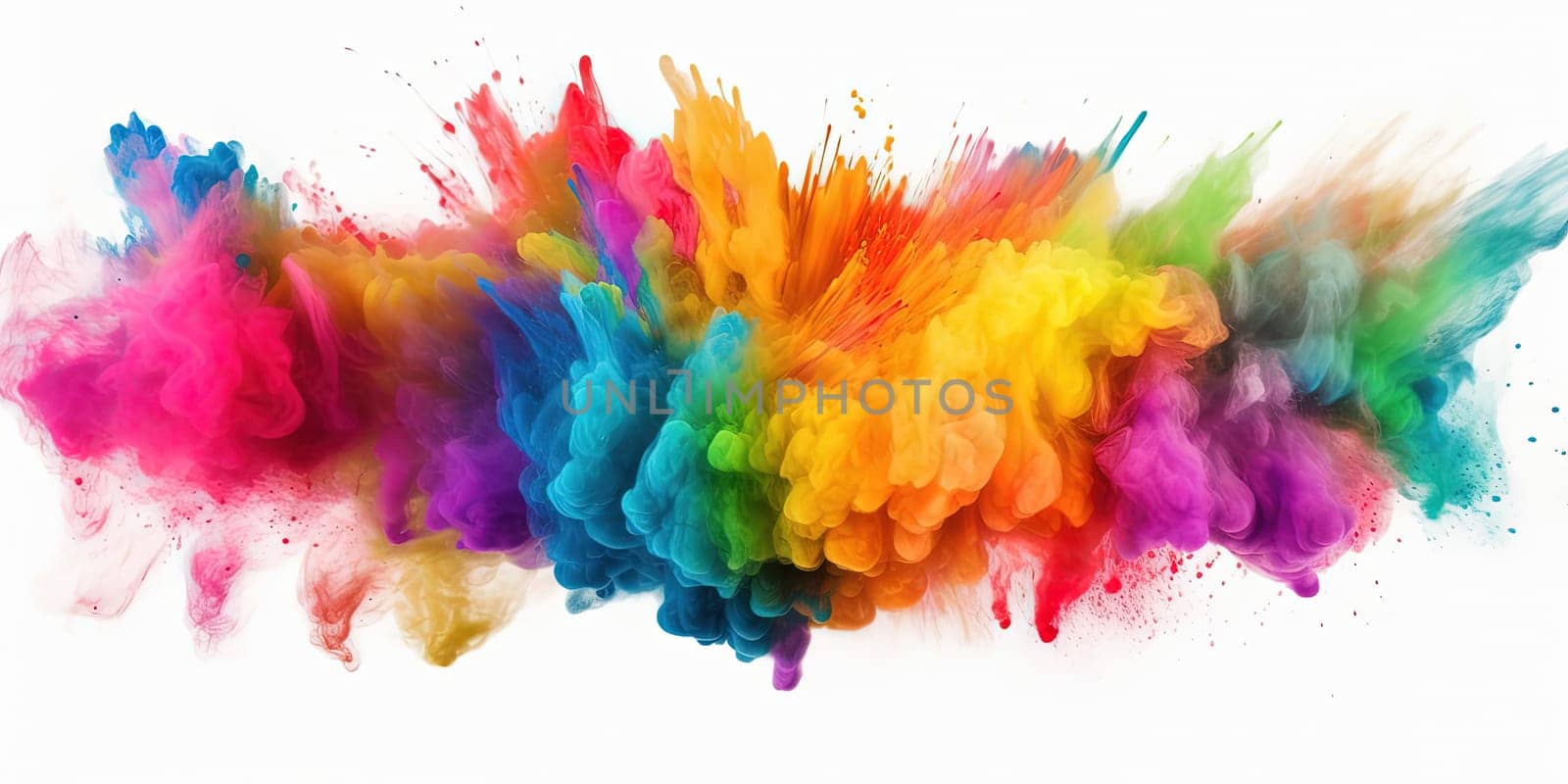 Colurful Drops And Splashes Of Paint On Isolated White Background