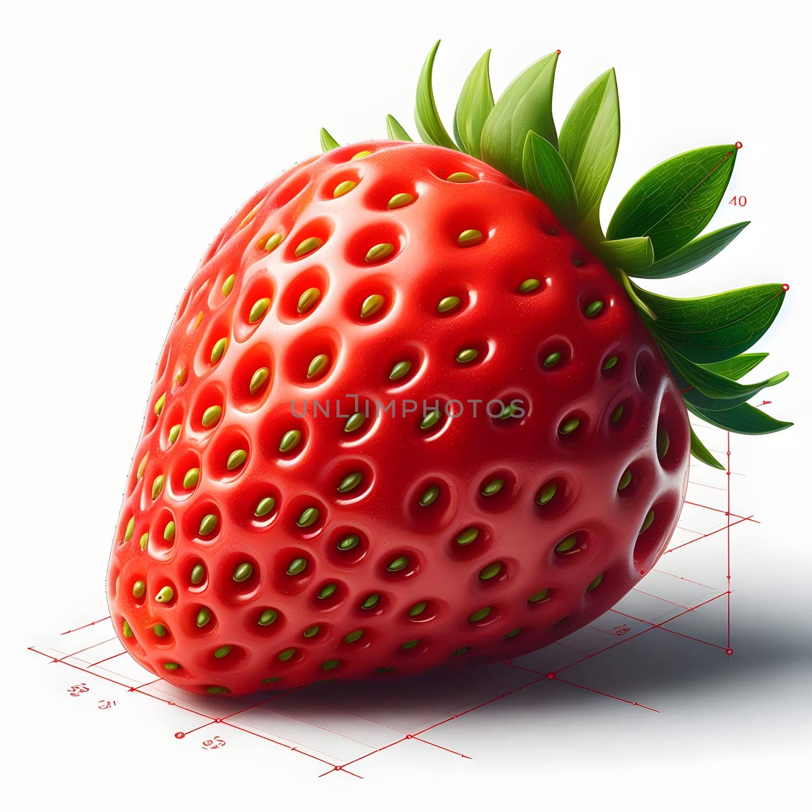 Fresh strawberry, close-up isolated on a White background. by Designlab