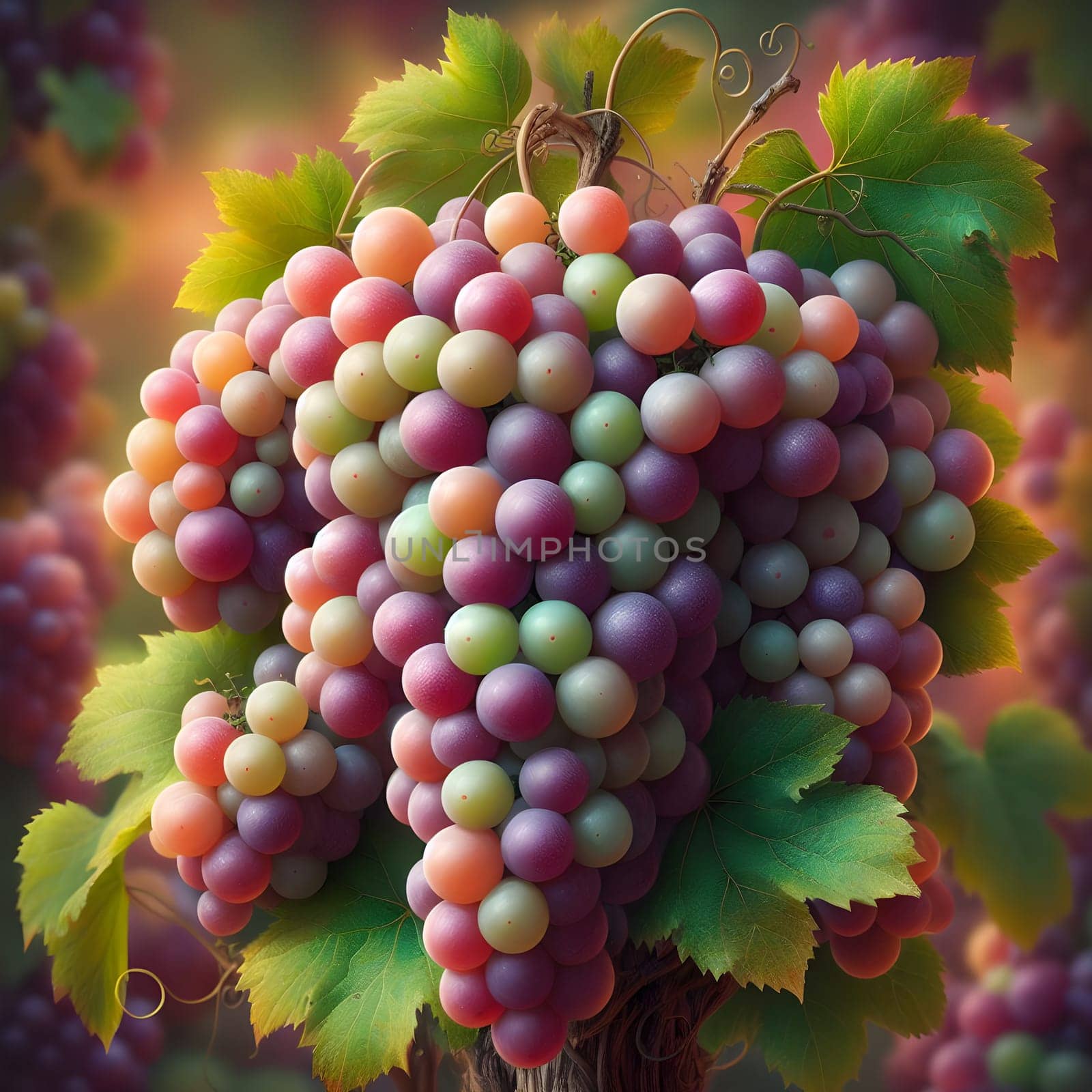 A bunch of grapes, neatly arranged and isolated on a white background by Designlab