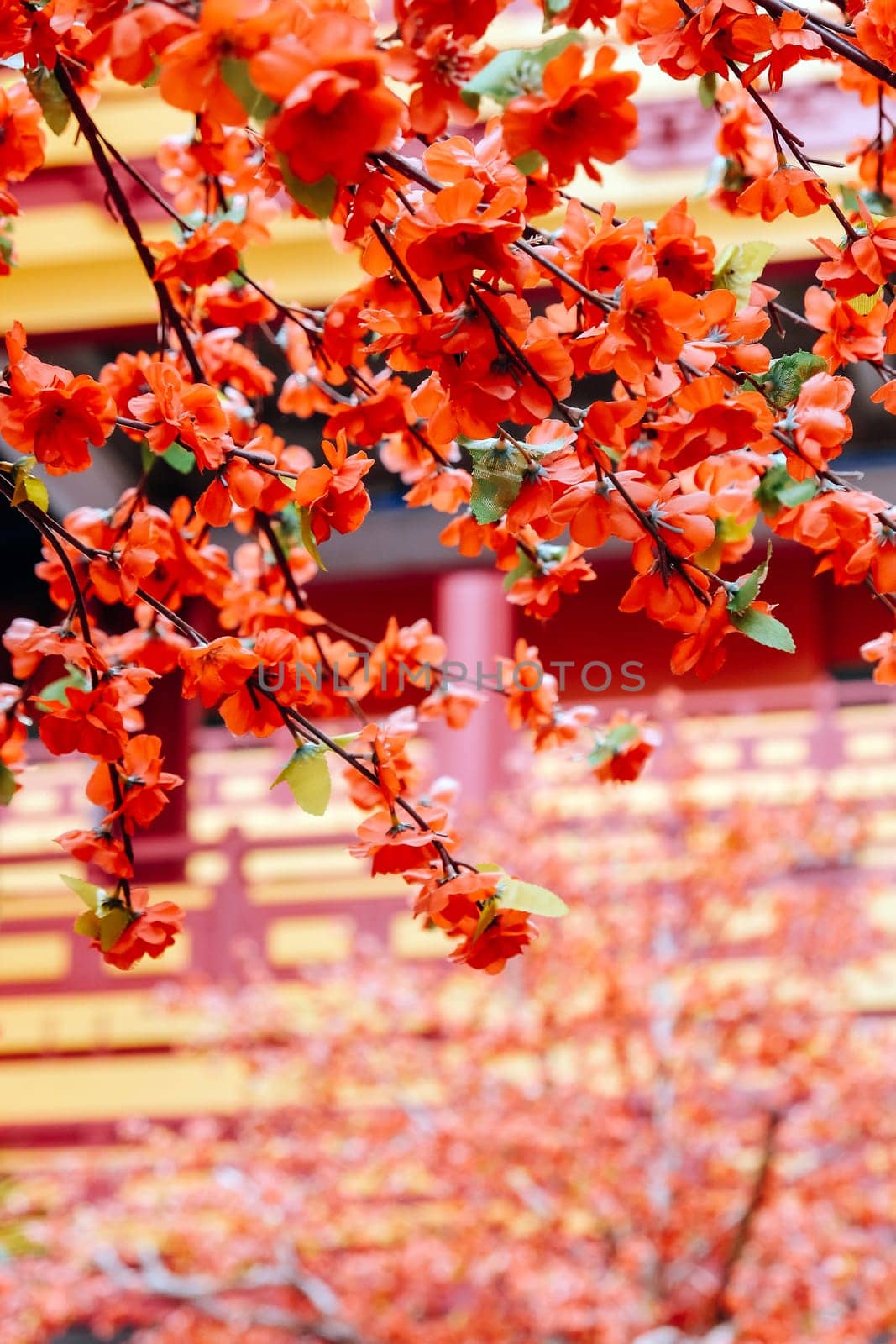 artificial Japanese cherry blossoms in full bloom by ponsulak