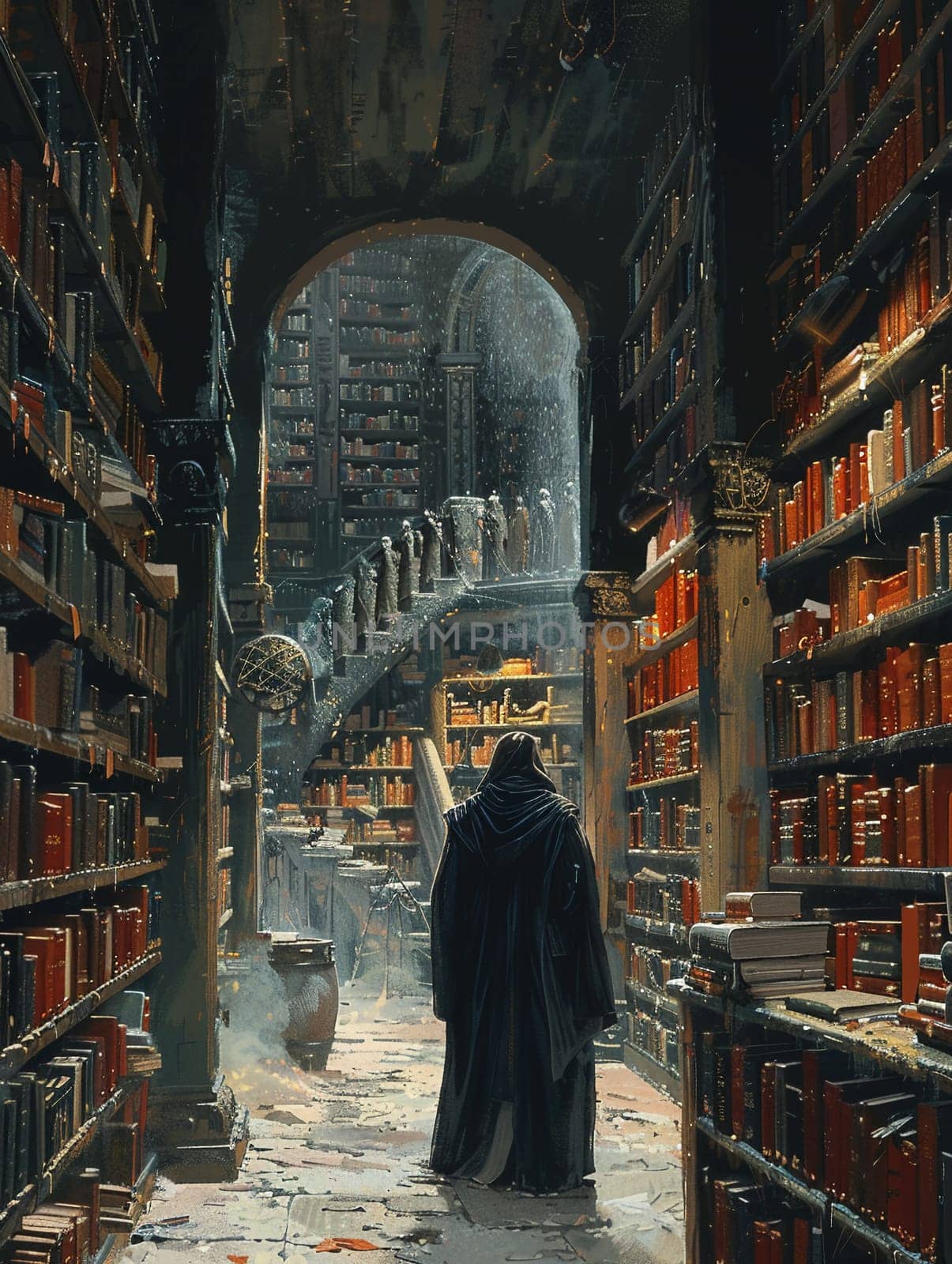 Scribe in a library of the ancients by Benzoix