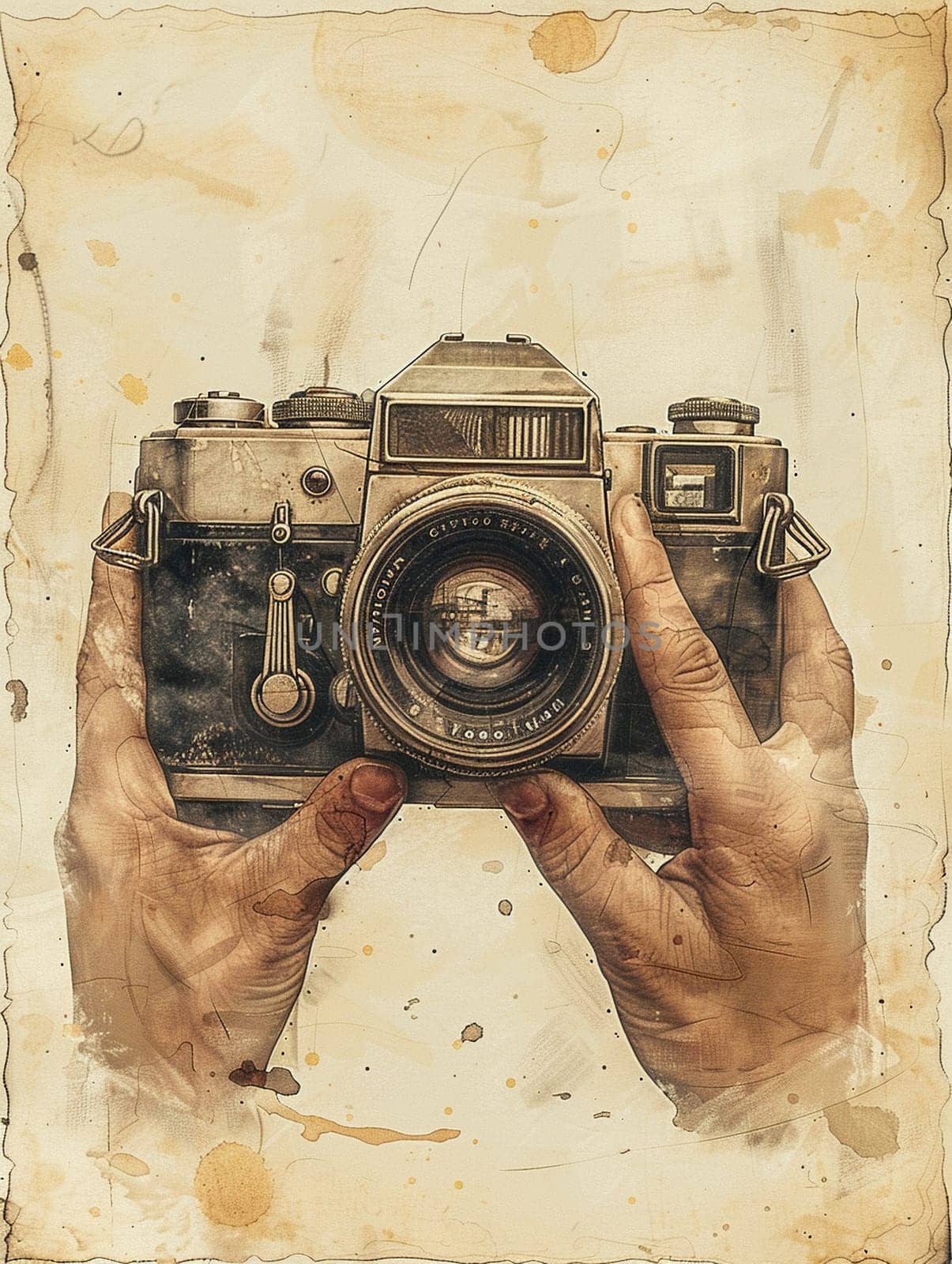 Hands holding a vintage camera by Benzoix