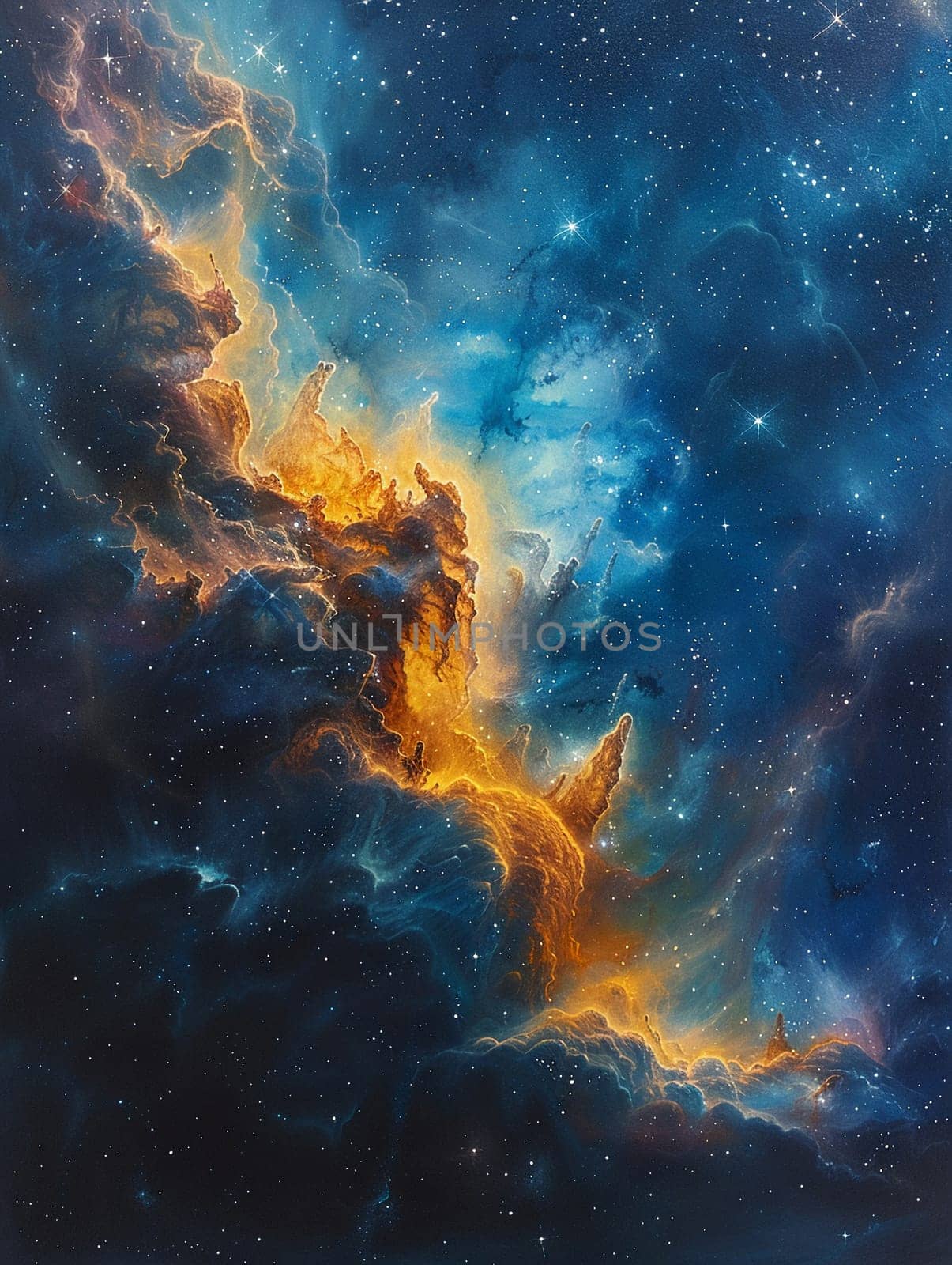 Breathtaking space nebula painted with swirling cosmic dust and stars by Benzoix