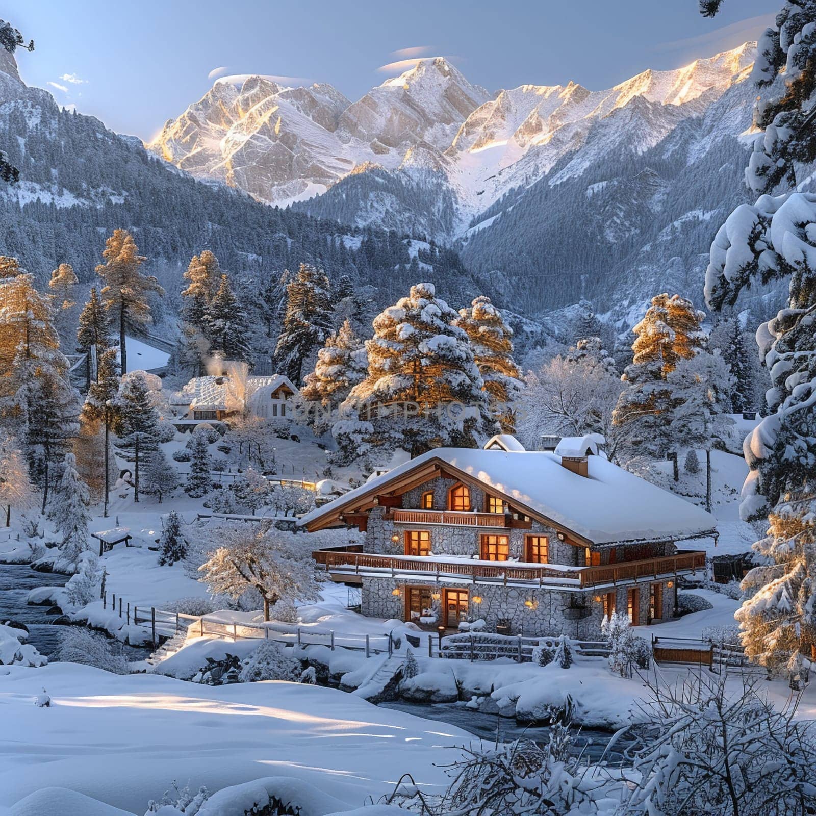 Traditional Swiss Chalet Amidst Snowy Alps offering cozy retreat by Benzoix