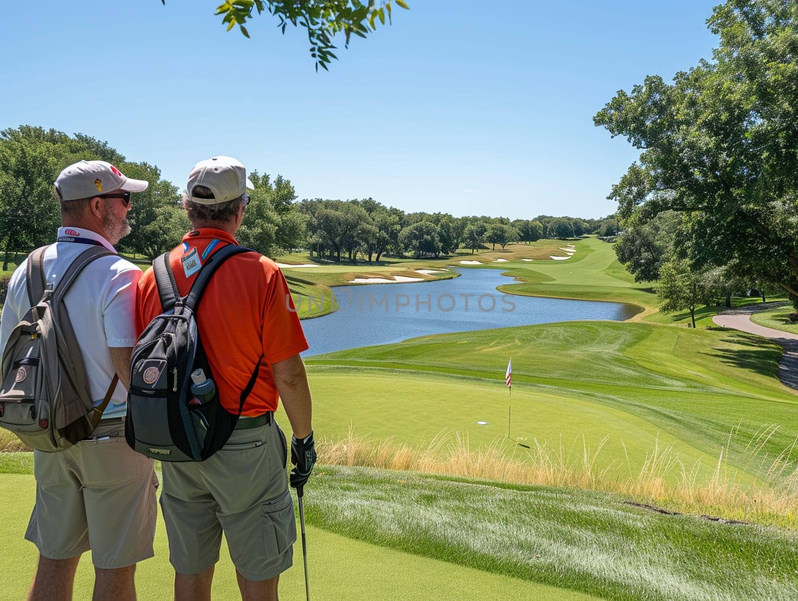 Business Professionals Enjoy Scenic Views During Corporate Golf Outing by Benzoix