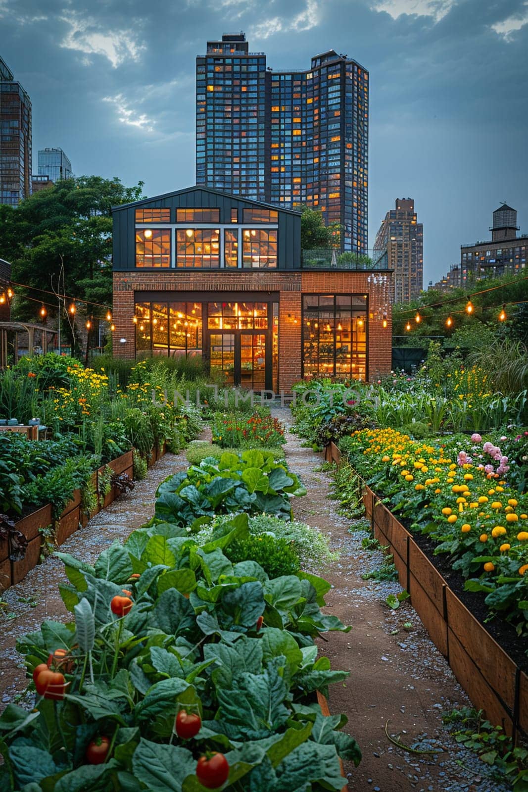 Urban Agriculture Greenhouse Grows Roots in Business of City Farming, Planters and greenery cultivate a narrative of local produce and urban business innovation.