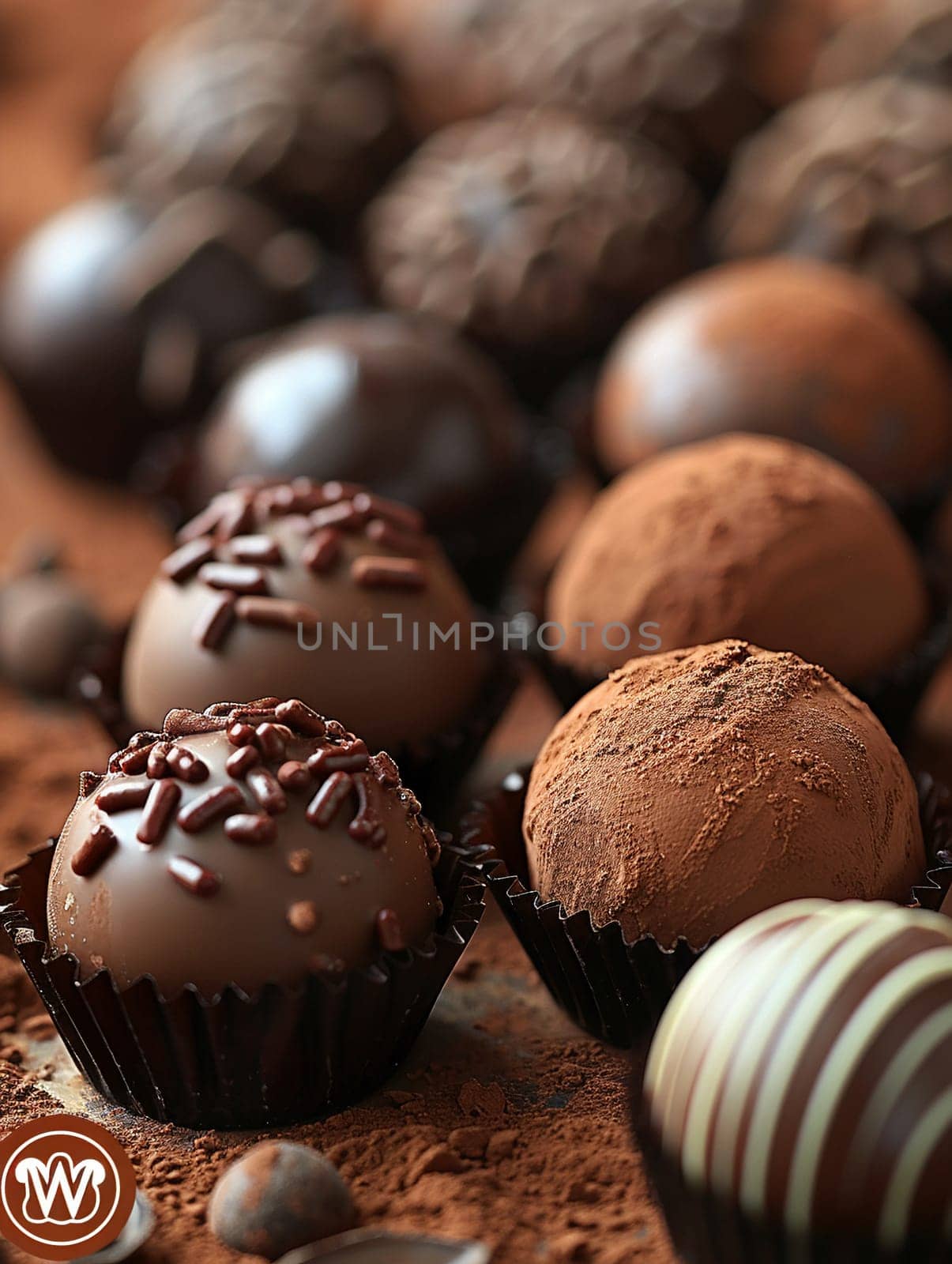 Artisanal Chocolate Truffles Melt Indulgence in Business of Confectionery, Molds and cocoa dust a scene of sweet artistry in the chocolate business.