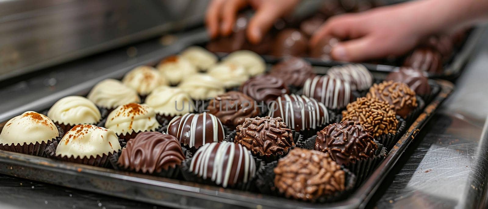 Chocolatier's Craft Exudes Sweet Aroma in Business of Artisan Sweets, Trays and ganache swirl a rich story of indulgence and skill in the confectionery business.