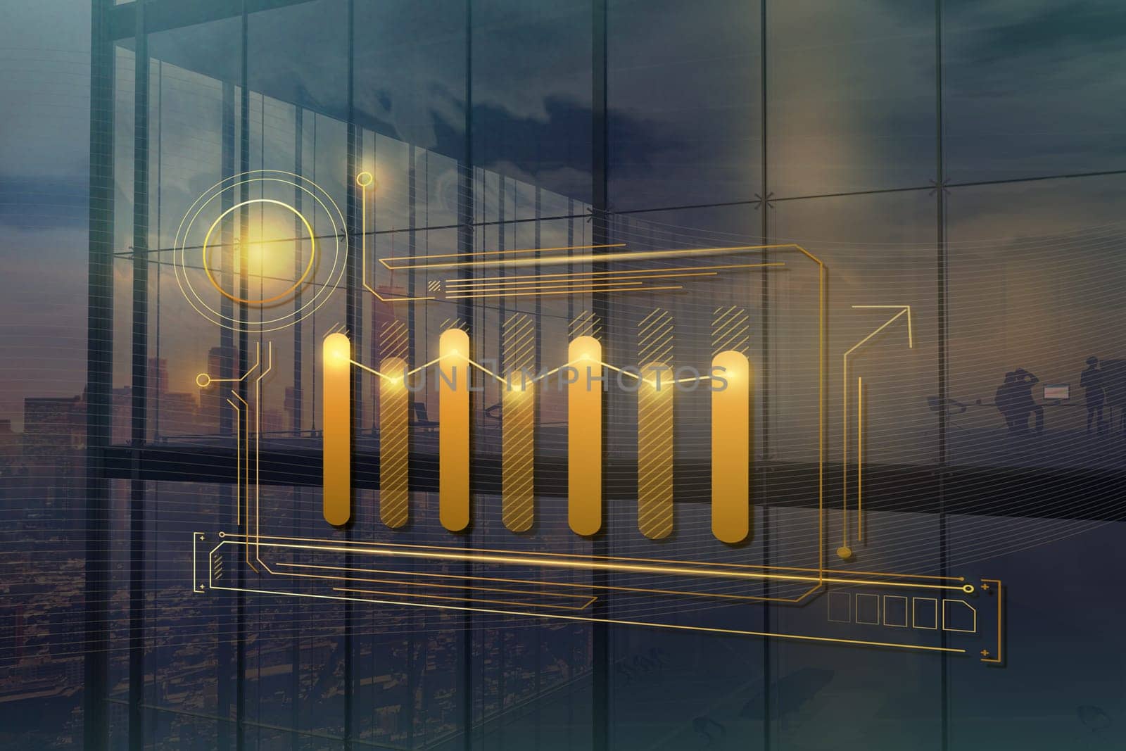 Data analysis charts in gold. Finance elements charts. by ConceptCafe