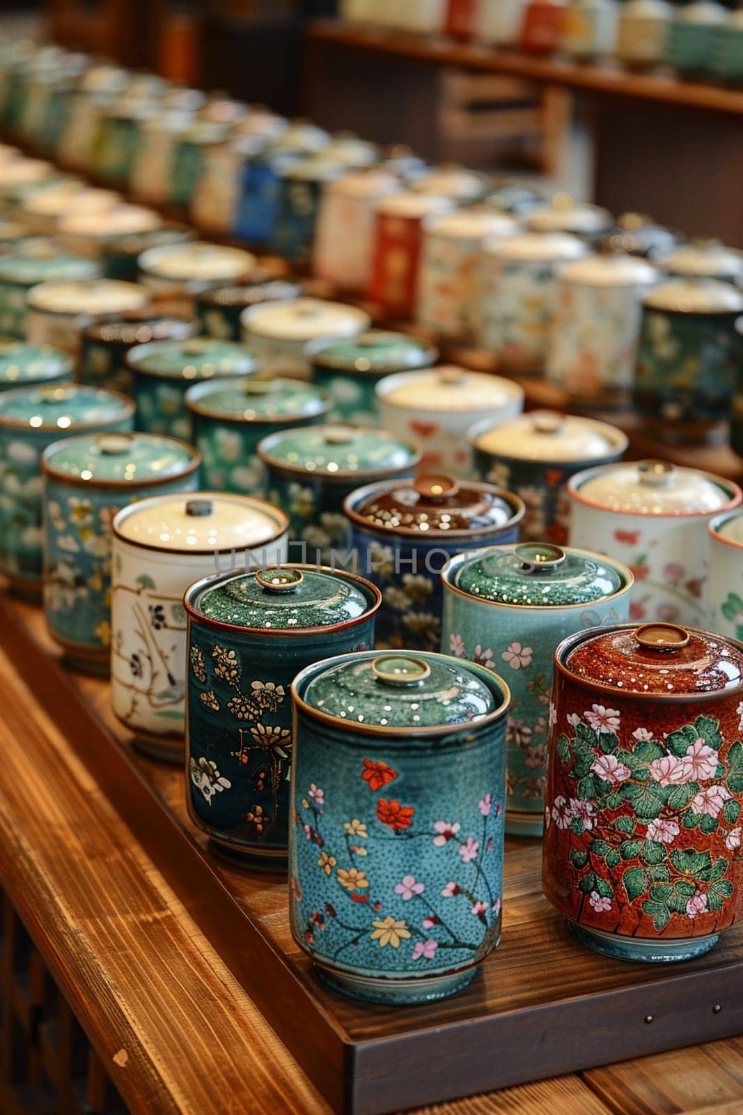 Specialty Tea Shop Pours Serenity in Business of Exquisite Infusions, Tea canisters and ceramic cups pour a story of serenity and tradition in the specialty tea shop business.