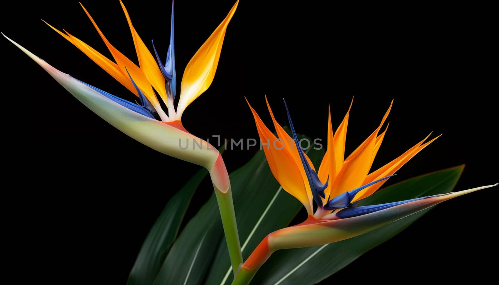 A Bird of Paradise plant featuring its unique orange by Nadtochiy