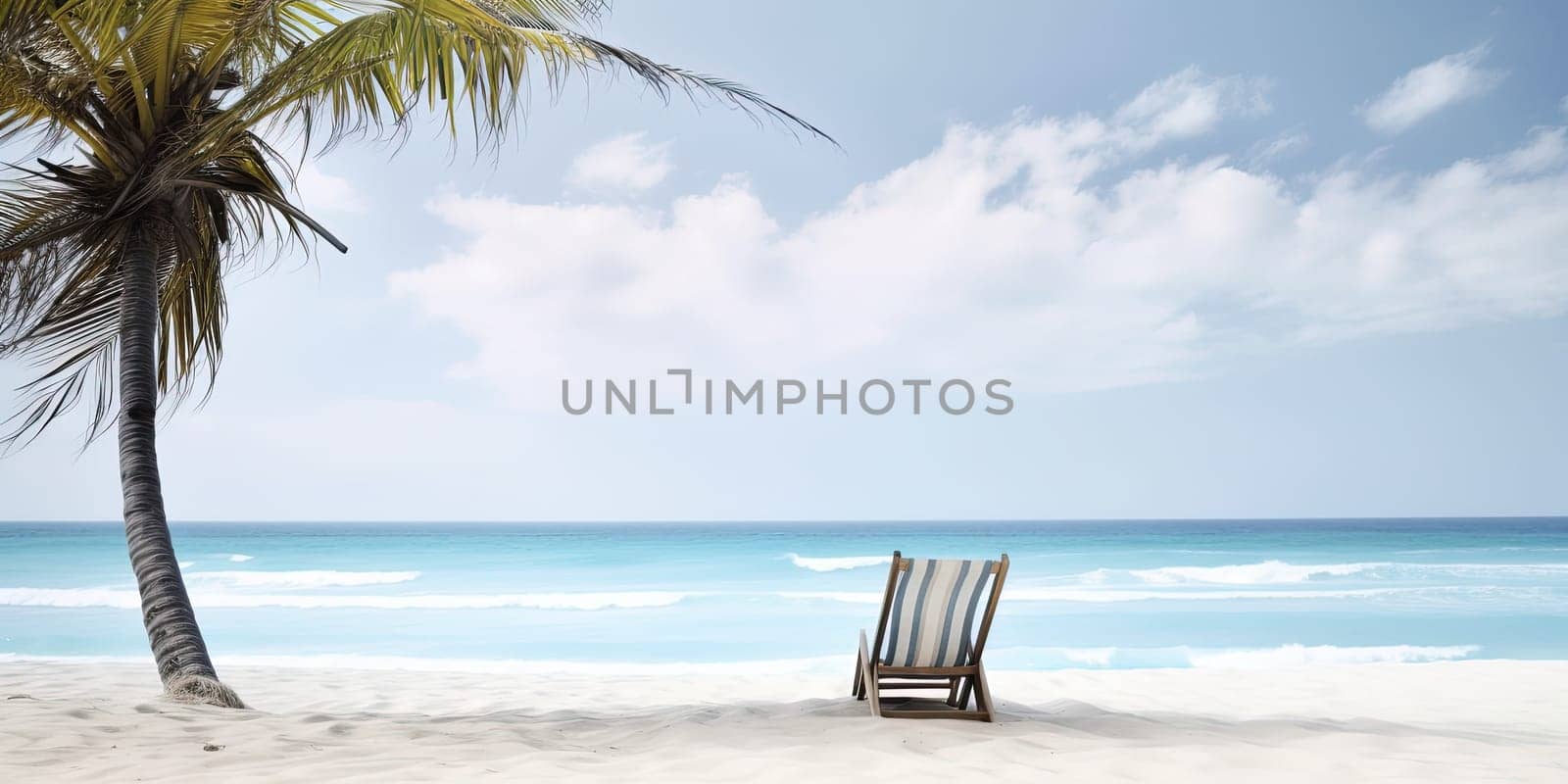 Lonely Deck Chair On Beautiful Empty Sandy Beach, Concept Of Relax On A Tropical Island by GekaSkr