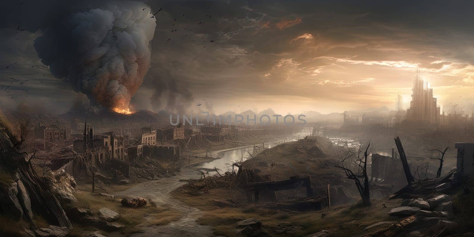 Post-Apocalyptic World After A Global War Depicts A Destroyed City by GekaSkr