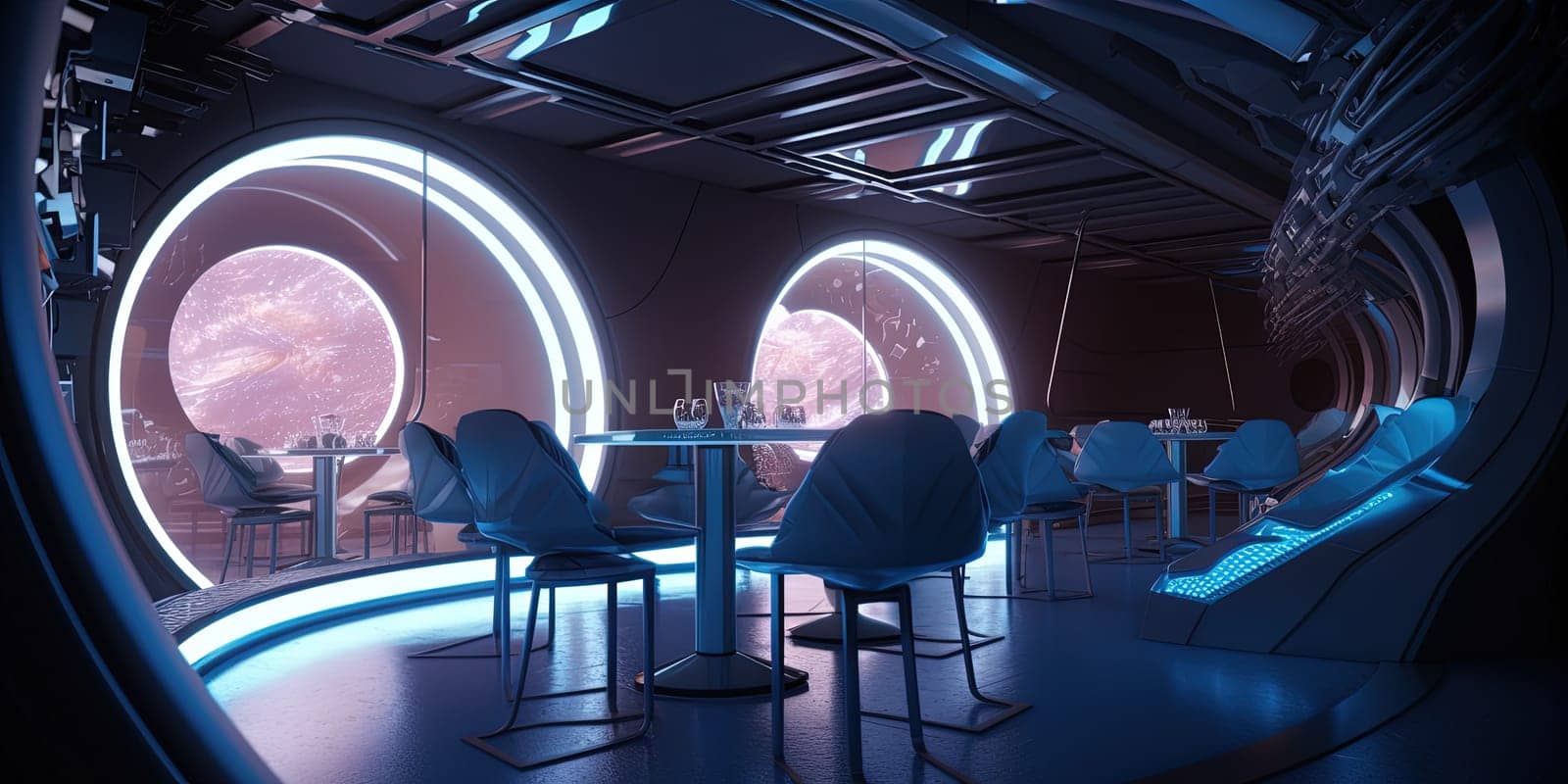 Illustration Of Futuristic Interior Of Night Bar by GekaSkr