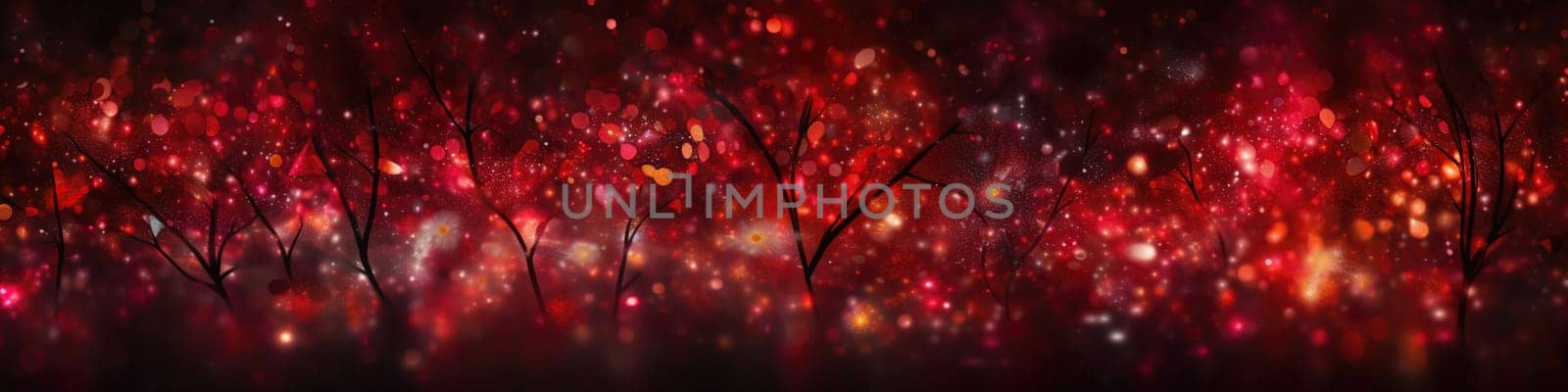 Red Abstract Panoramic Background With Glowing And Bokeh , Pattern For Holyday Design by GekaSkr