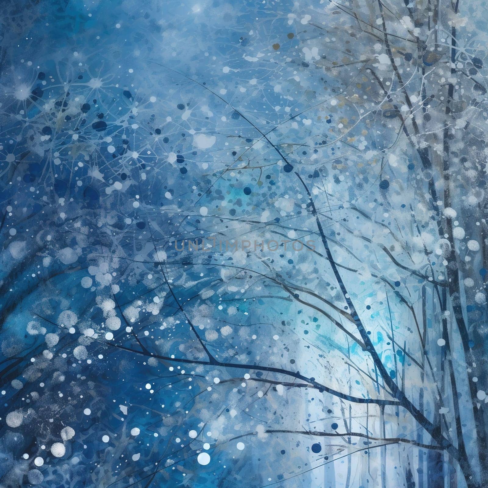 Illustration Winter Abstract Background, Painted Nature With Snow , Winter Holyday Pattern by GekaSkr