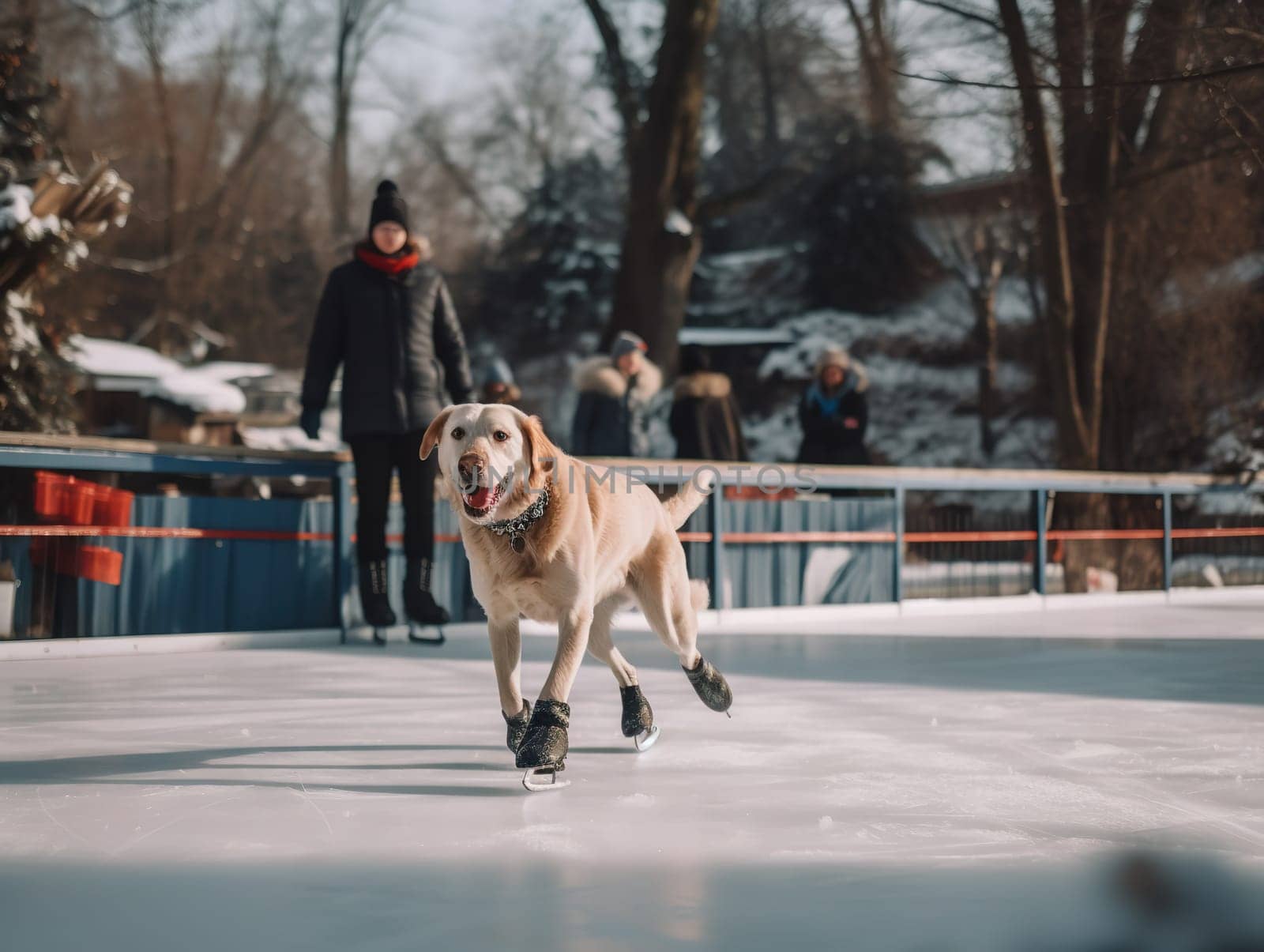 Cheerful Dog Enjoys Ice Skating by GekaSkr