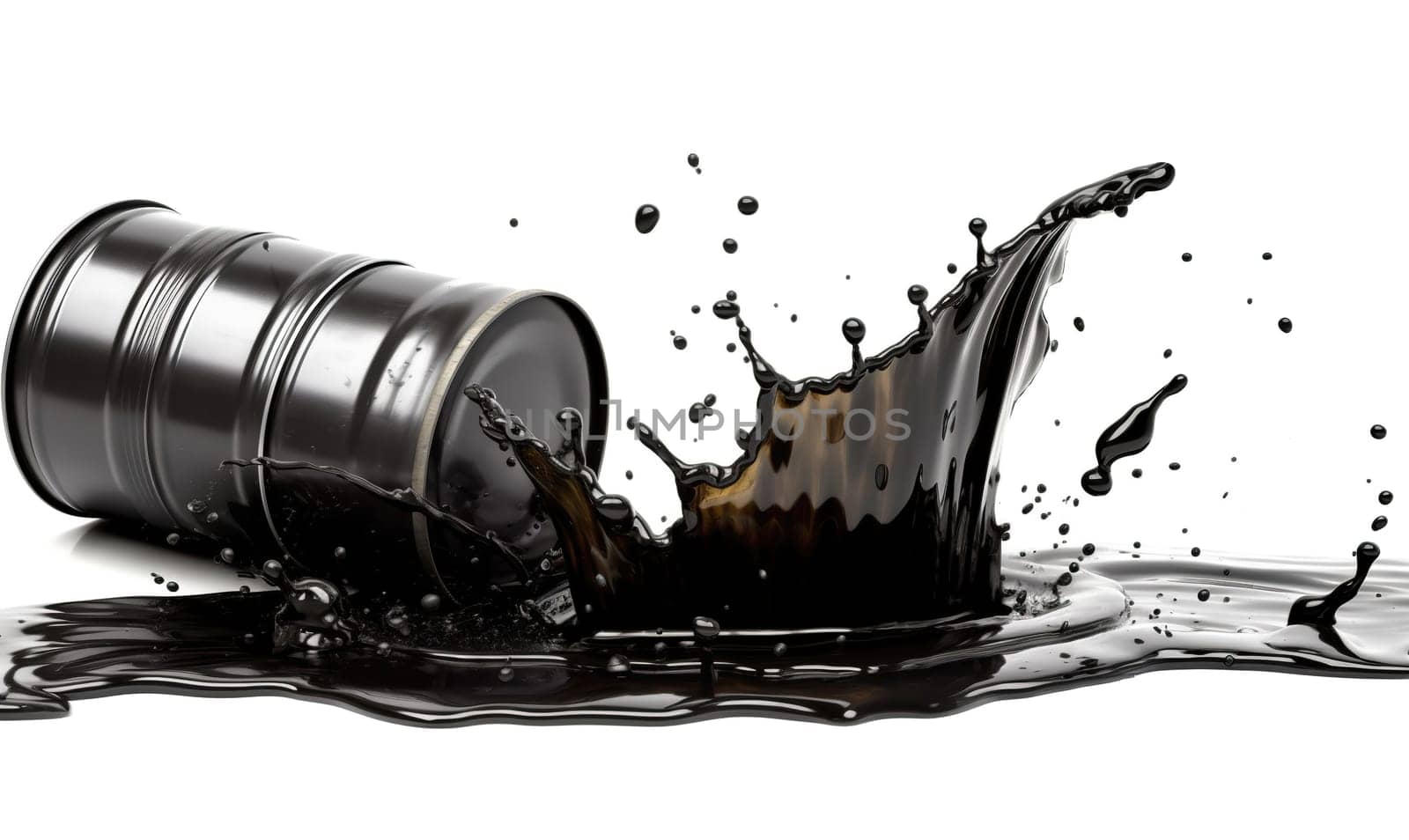 barrel of crude oil with oil splashes isolated on a white background, generative AI by GekaSkr