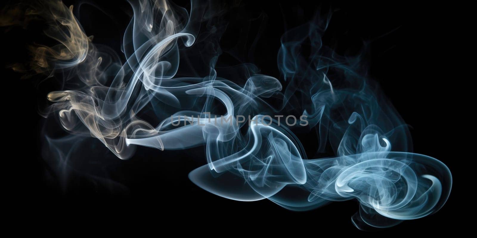 pattern of textured smoke on a black background, cigarette smoke as a bad habit , generative AI by GekaSkr