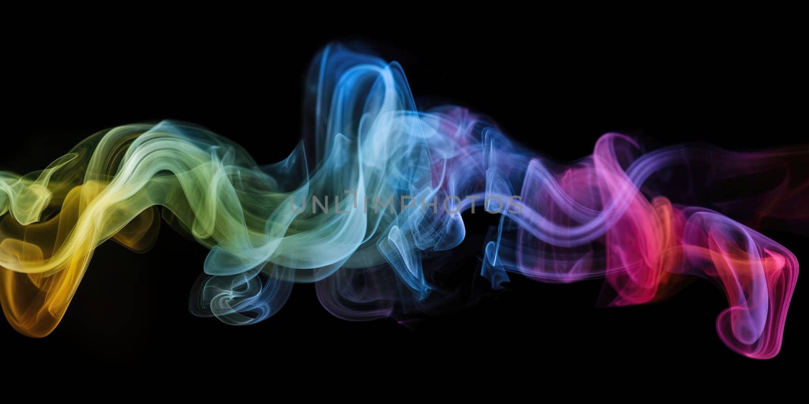 colorful video textured pattern of smoke on a black background , generative AI by GekaSkr