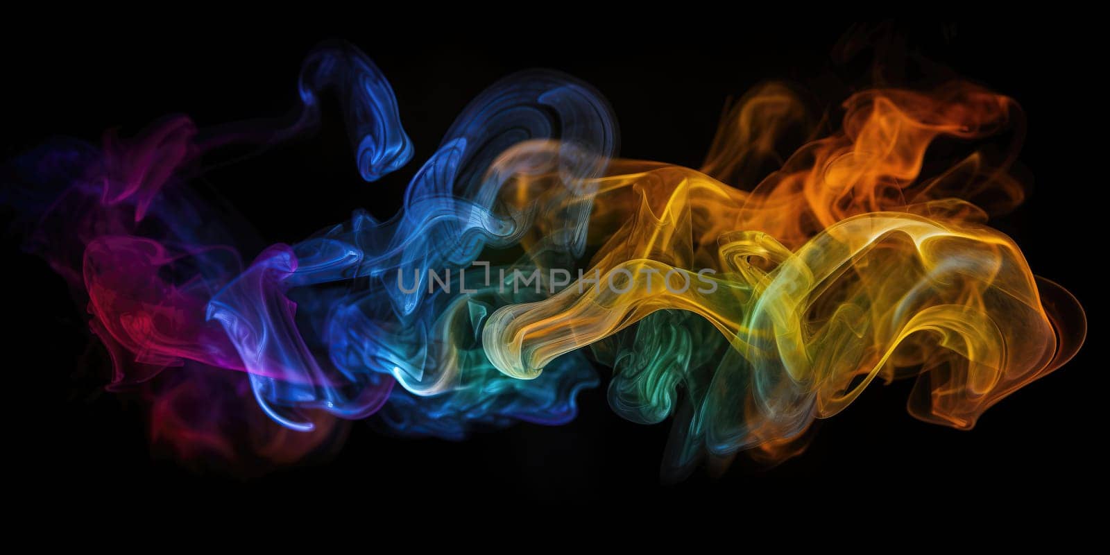 colorful Vivid smoke pattern on a black background , generative AI by GekaSkr