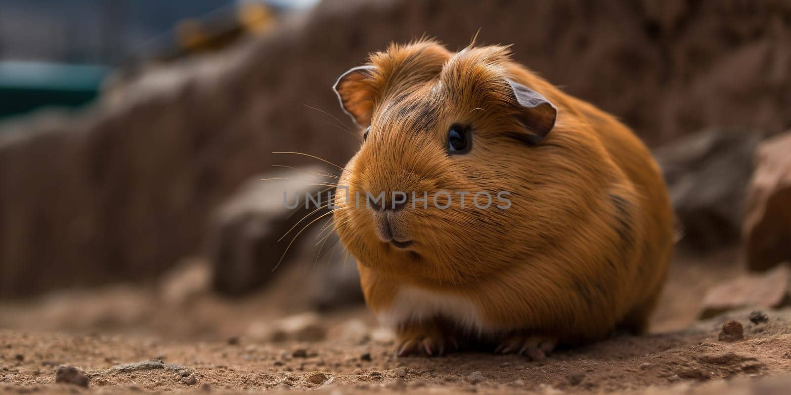 Cute Guinea Pig On A Grind, Close Up At Sunset by GekaSkr