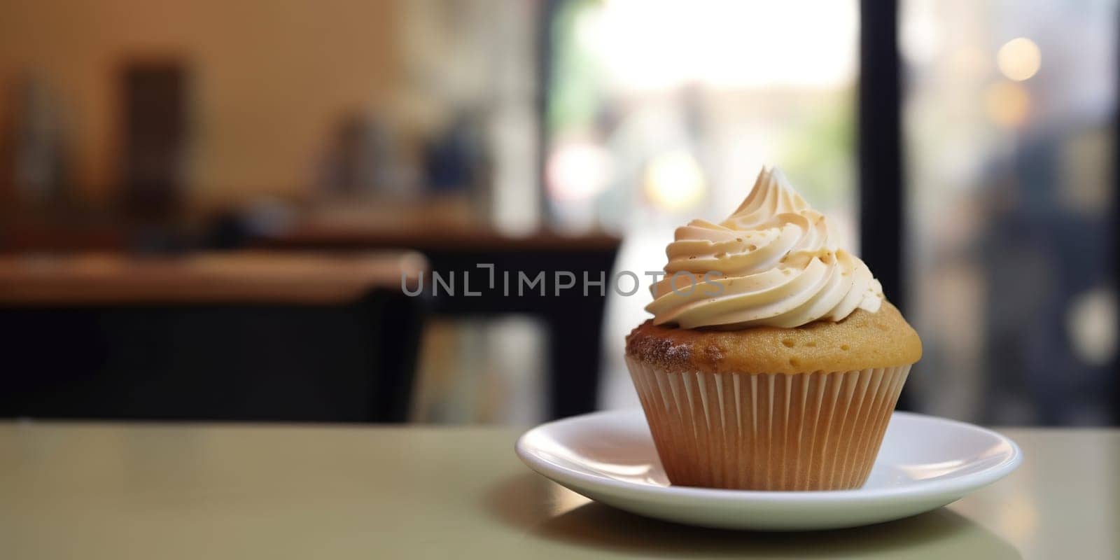 Delicious fresh cupcake in a cafe by GekaSkr