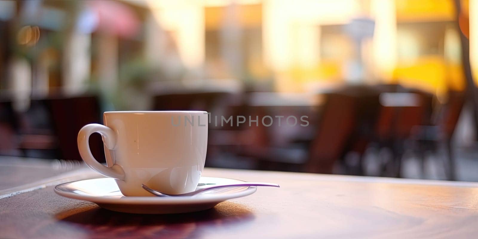 Fresh aromatic coffee in a cup on in kitchen in the morning by GekaSkr