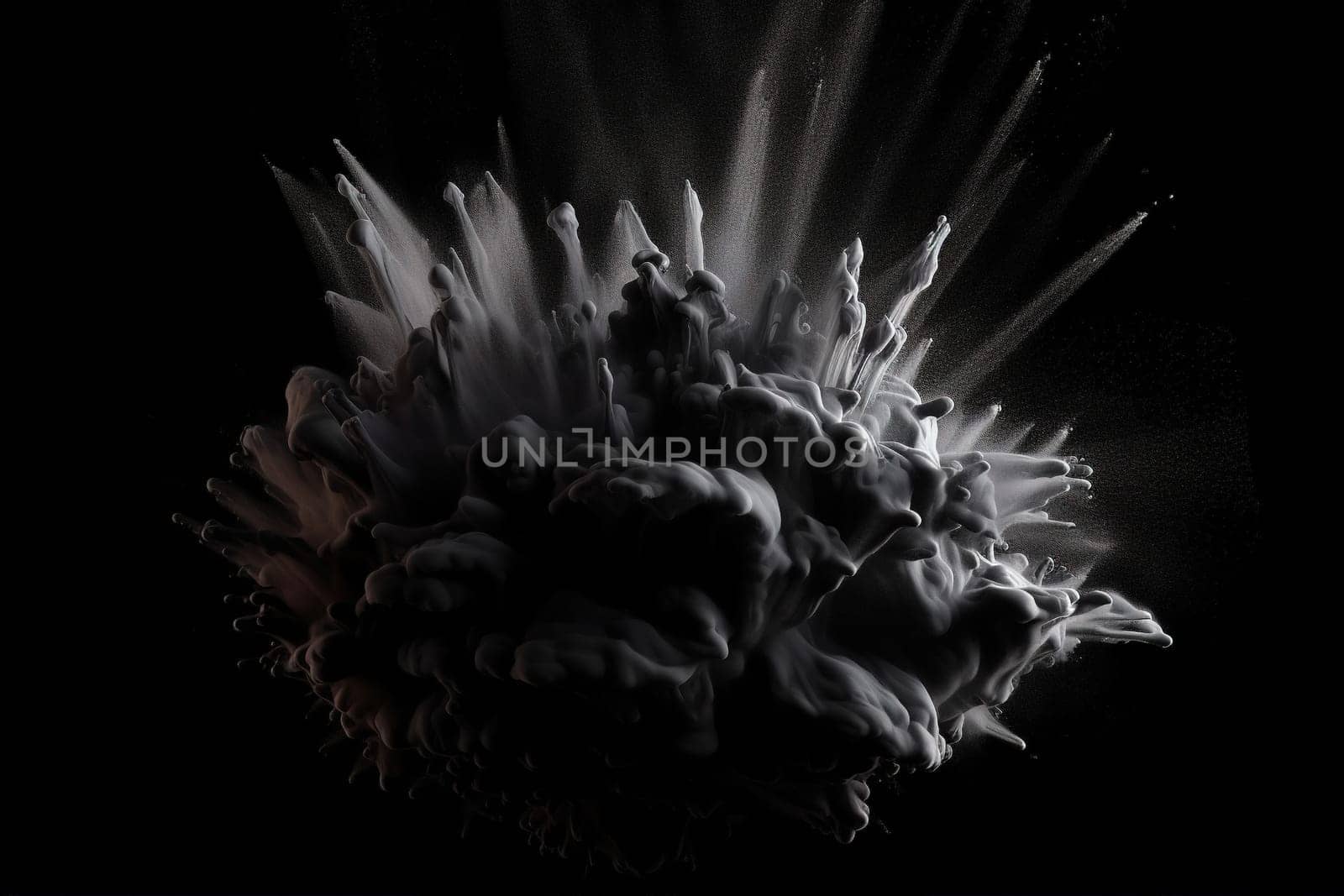 Drops And Splashes Of White Paint On Black Background by GekaSkr