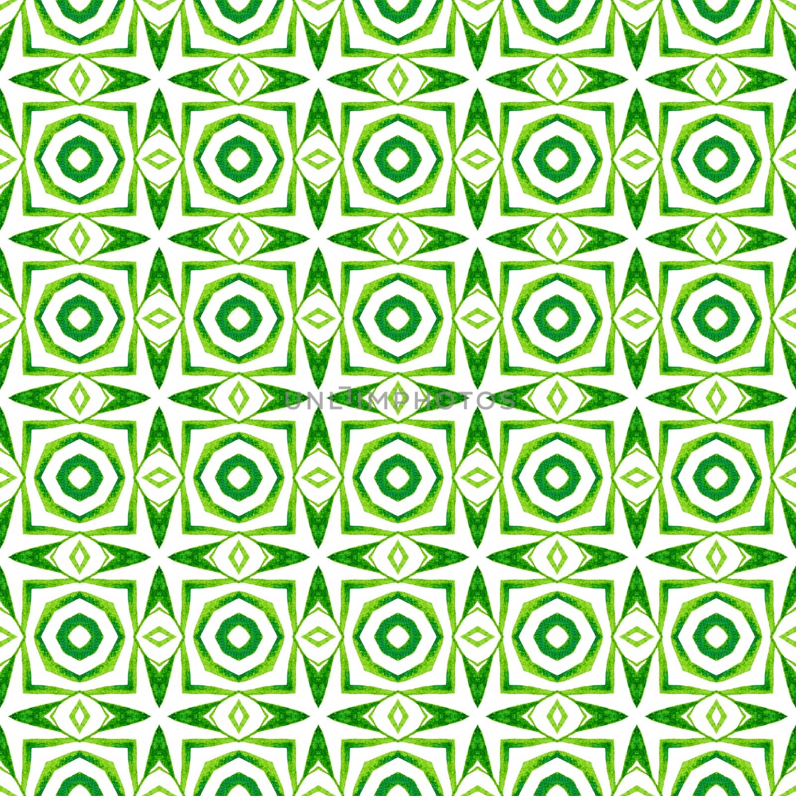 Ethnic hand painted pattern. Green splendid boho by beginagain