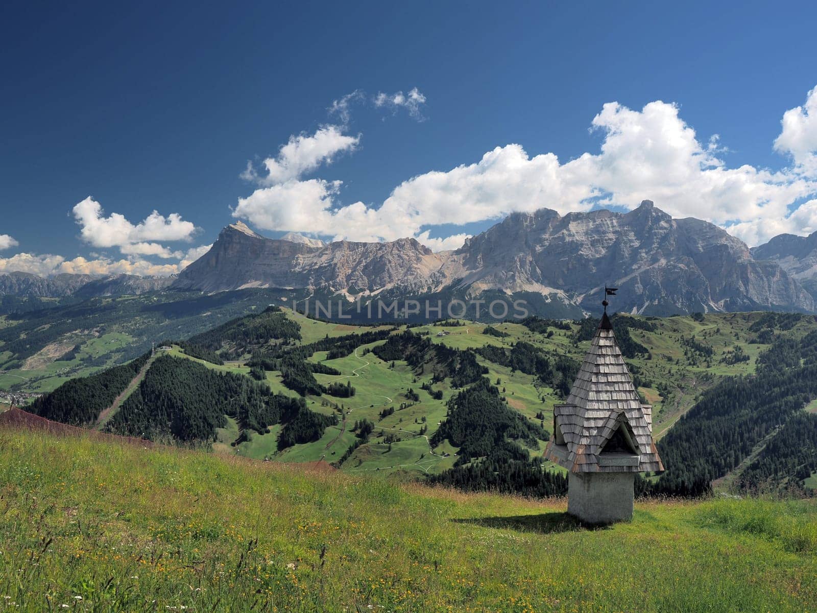 dolomites mountains badia valley view panorama by AndreaIzzotti