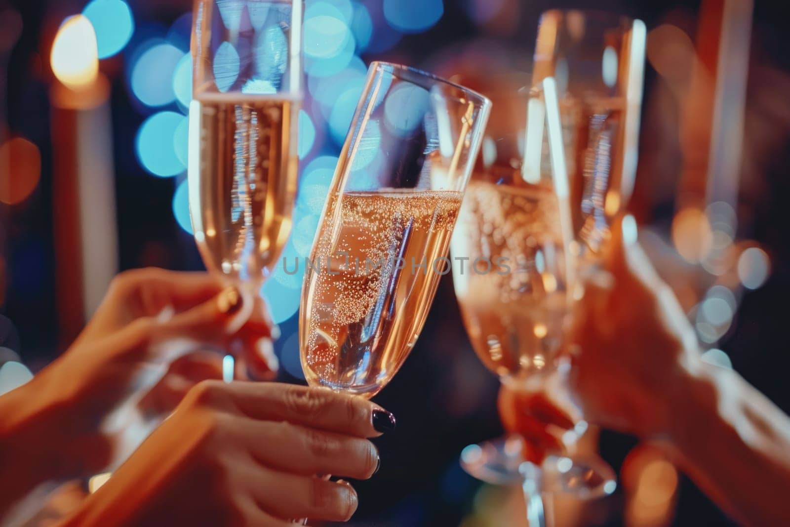 A group of people are toasting with champagne glasses by AI generated image by wichayada