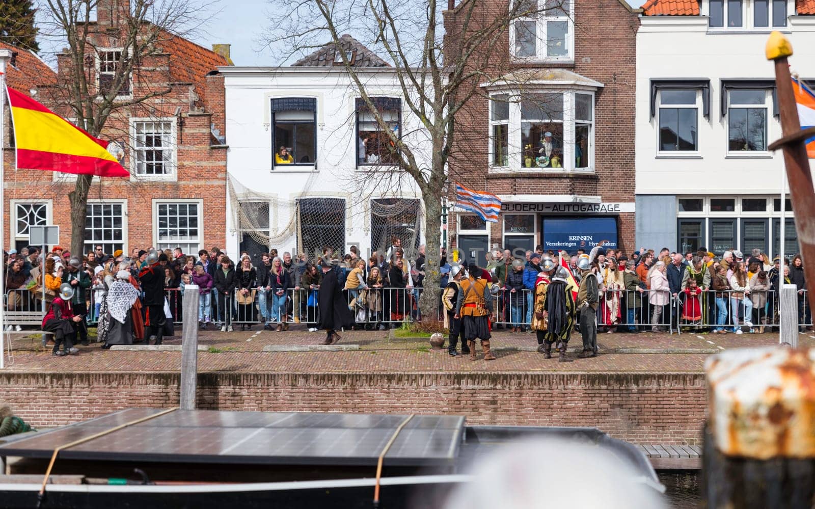 Brielle,Holland,1-04-2024:people in traditional traditional costumes celebration of the the first town to be liberated from the Spanish in Den Briel in the Netherlands in 1572