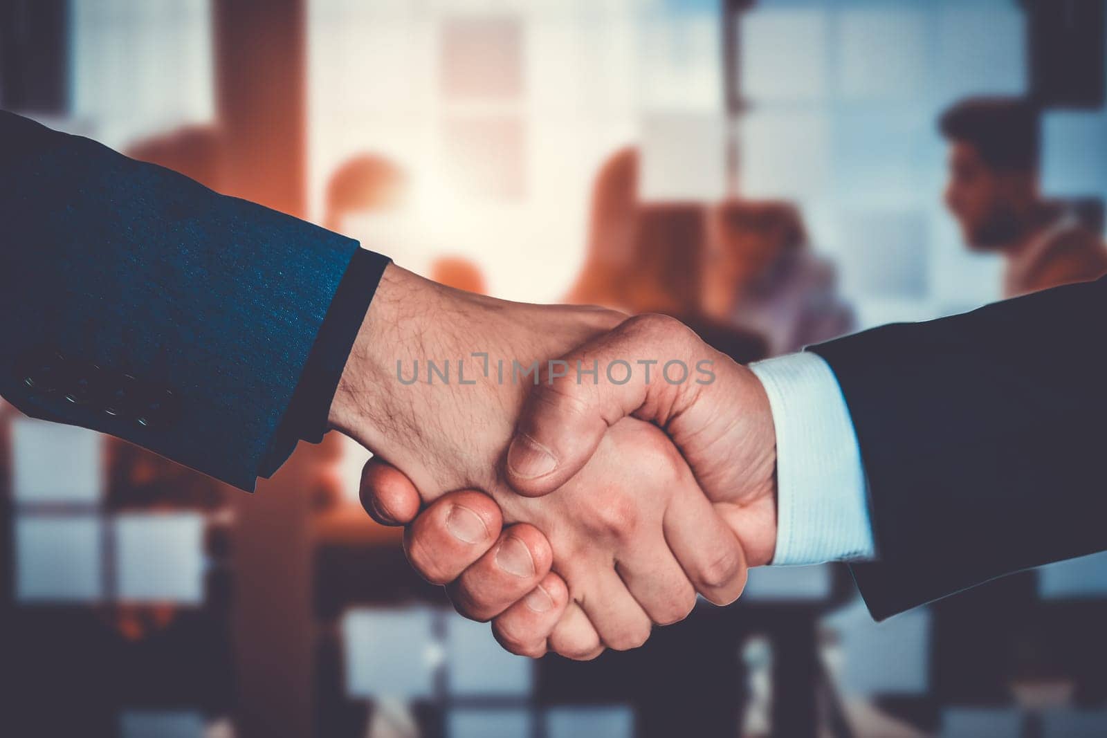 Businessmen making handshake with partner, greeting, dealing, merger and acquisition, business joint venture concept, for business, finance and investment background, teamwork and successful business by dotshock