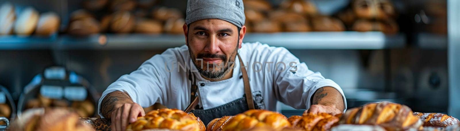 Artisan Baker Crafts Specialty Breads for Business Clients, The scent of fresh bread fills the air as a baker prepares loaves for discerning businesses.