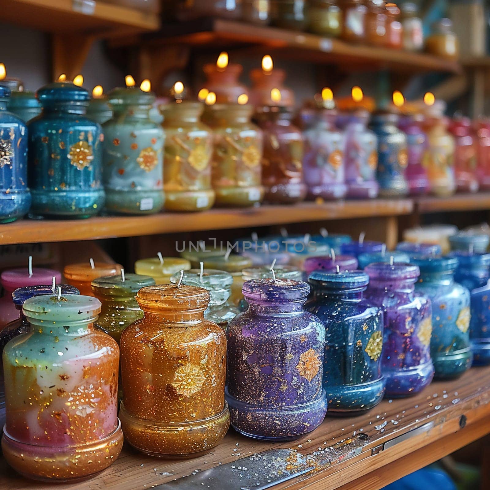 Candle Making Studio Enlightens Decor Trends in Business of Ambient Crafting, Candle jars and melting pots enlighten a story of decor trends and ambient crafting in the candle making studio business.