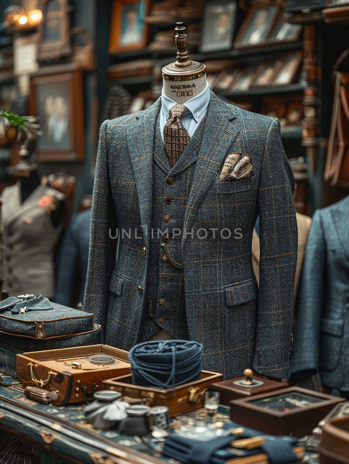 Tailored Suit Studio Sews Professionalism in Business of Custom Attire, Measuring tapes and suit fabrics sew a narrative of professionalism and elegance in the tailored suit studio business.