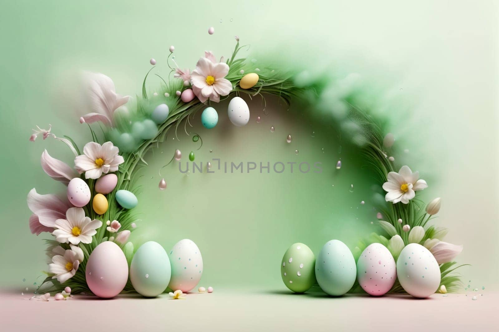 Easter greeting card, colorful Easter eggs .